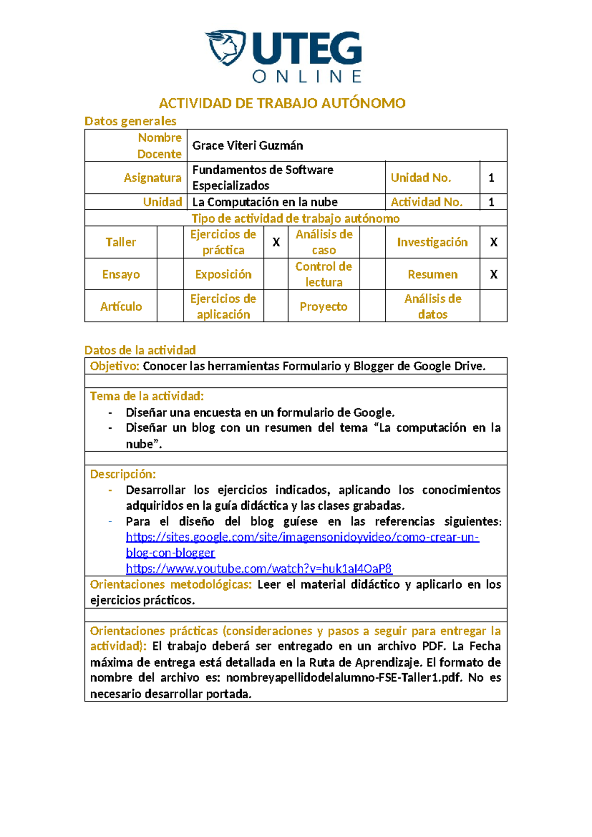 Fundamentos de Software - Taller 1: La Computación en la Nube - Studocu
