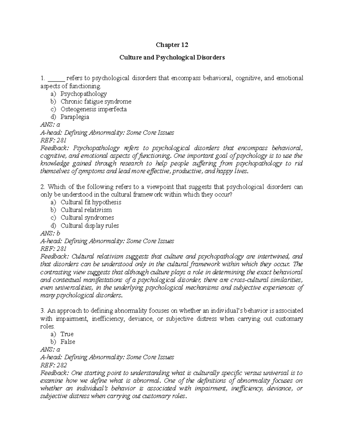 12 3 March, questions and answers - Chapter 12 Culture and ...