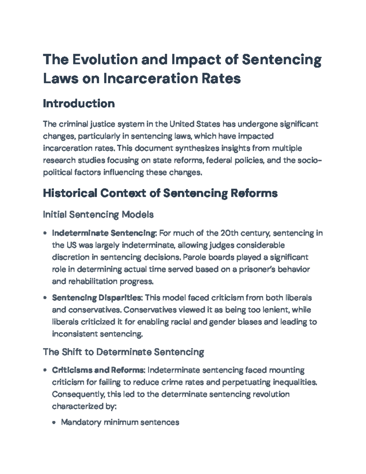 The Evolution and Impact of Sentencing Laws on Incarceration Rates ...