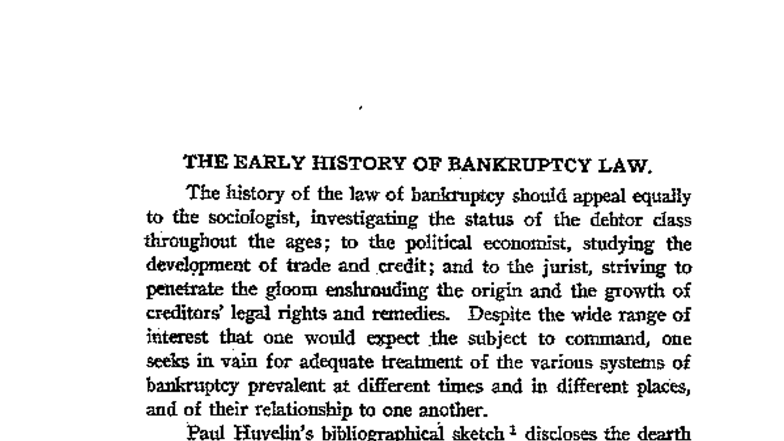 The Evolution of Bankruptcy Law: A Historical Overview - Studocu