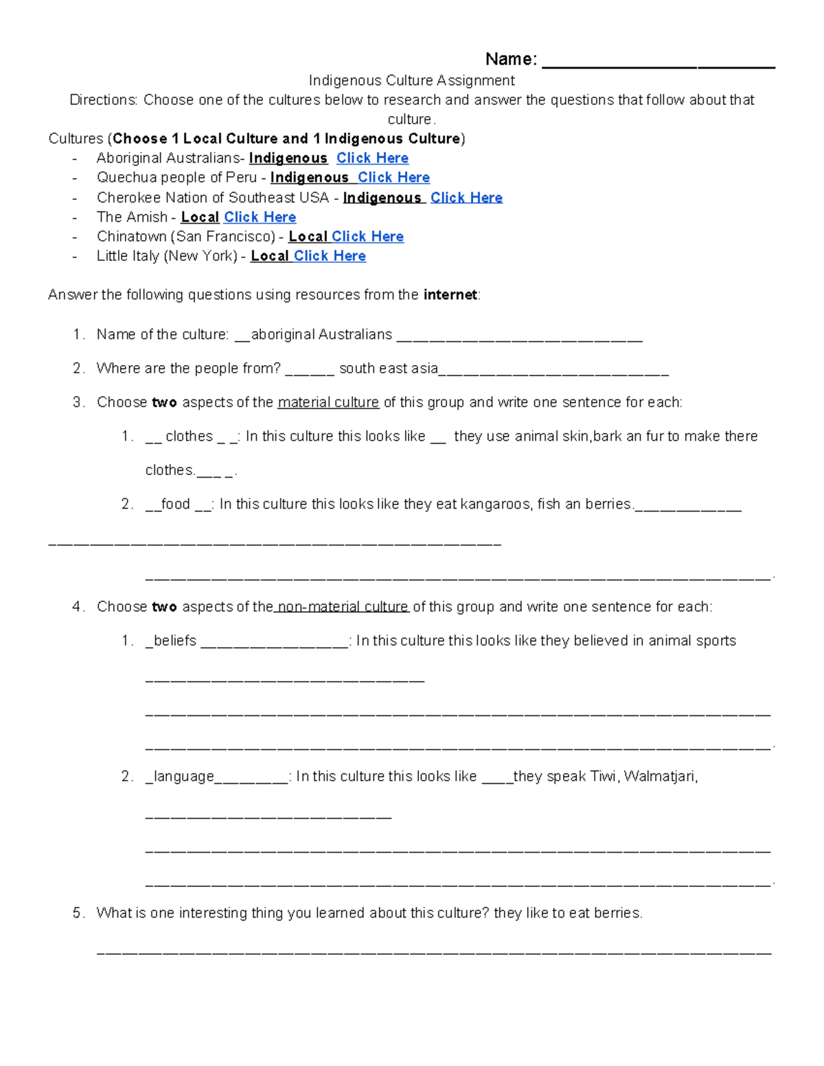 Indigenous Culture Assignment: Researching Local & Indigenous Groups ...