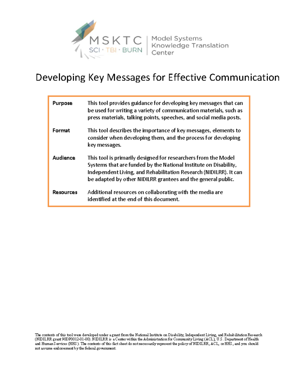 Key Message Development 508 - Developing Key Messages for Effective ...