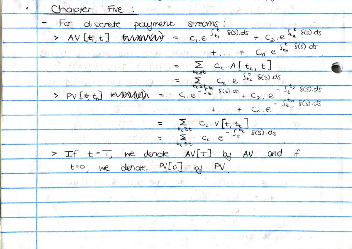 BUS2016 Chapter 5 Summary: Discrete Payment Streams Analysis - Studocu