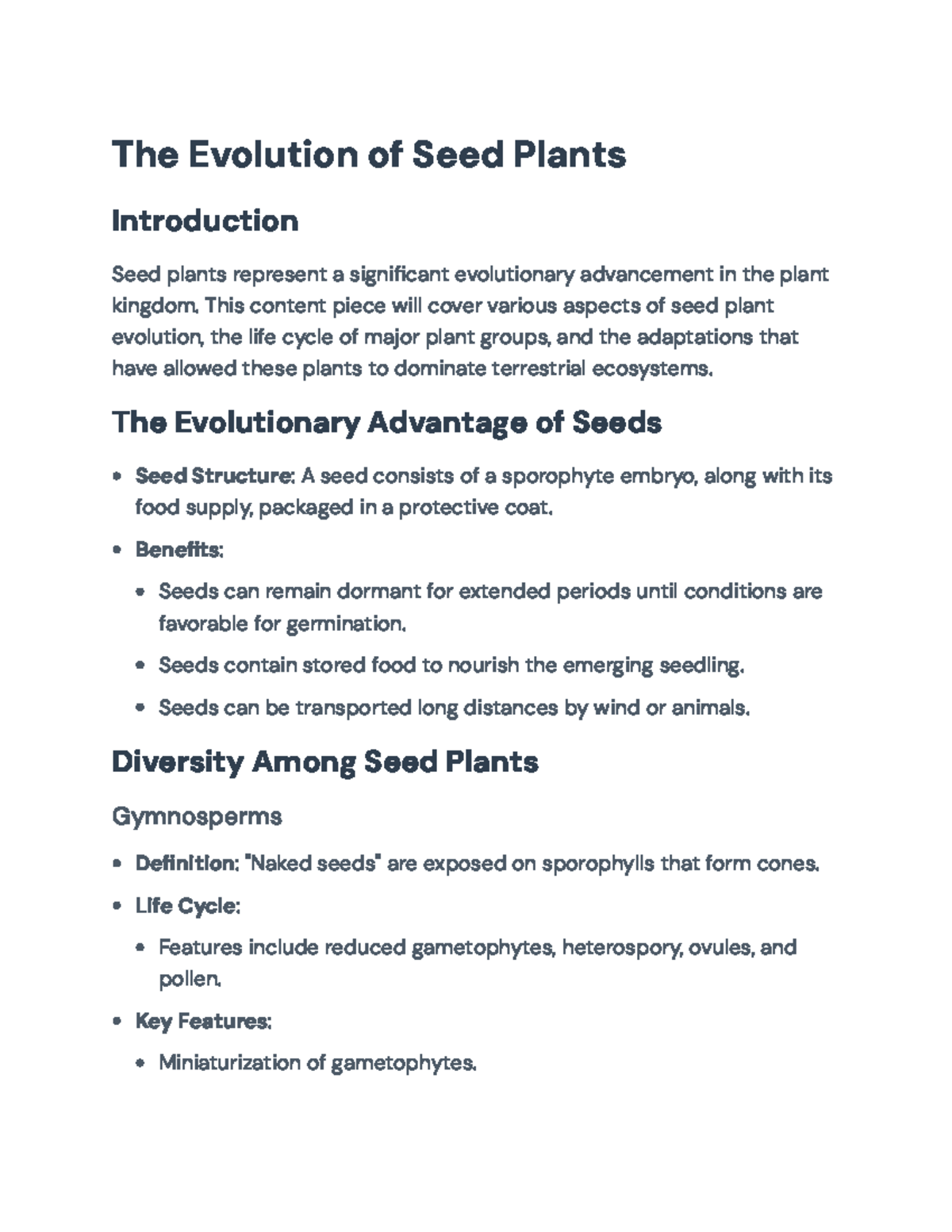 Evolution of Seed Plants: Overview of Gymnosperms & Angiosperms - Studocu