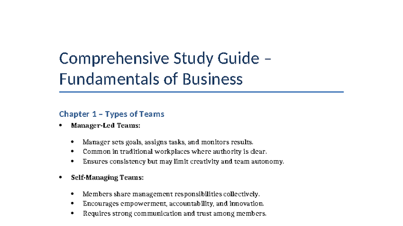 Fundamentals of Business Study Guide: Chapter 1 & 2 Overview - Studocu