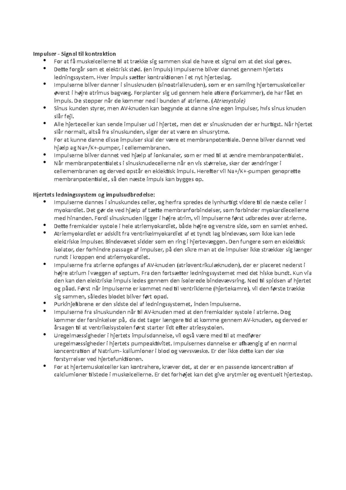 Hjertets ledningssystem og impulsdannelse - Impulser - Signal til ...