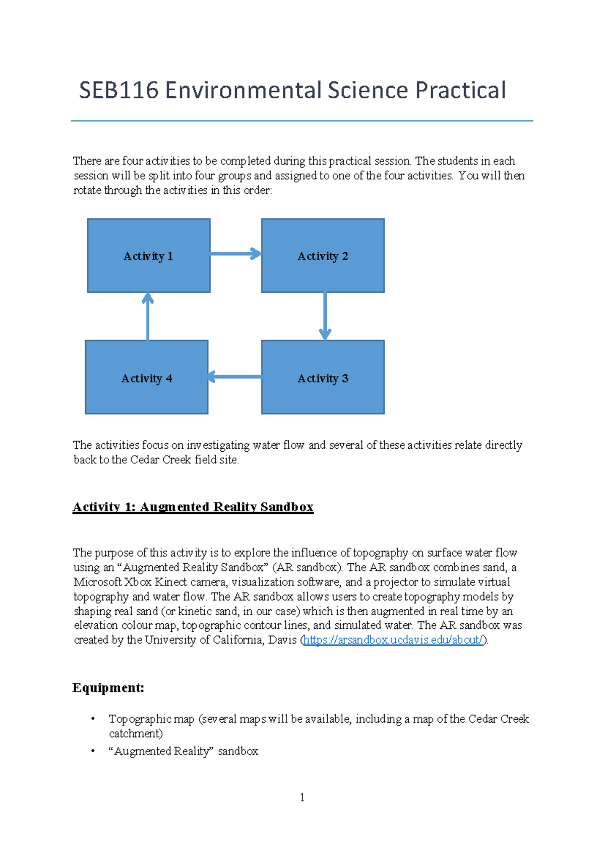Environmental Science Prac Manual 2021 - SEB116 Environmental Science ...