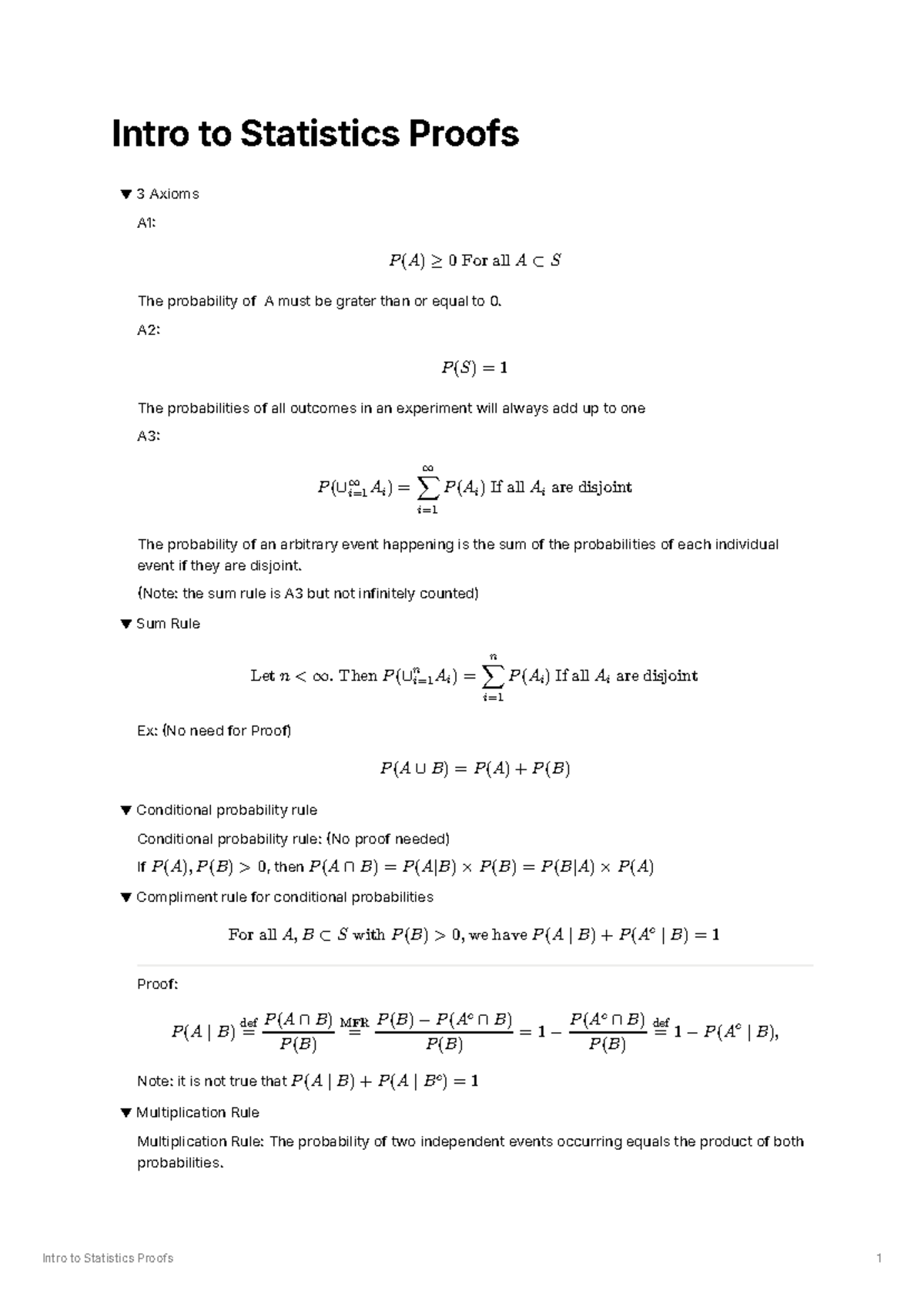 Intro to Statistics (STAT101) Proofs: Key Axioms & Rules Explained ...