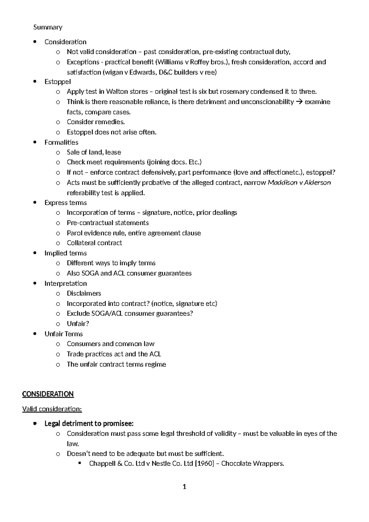 Consideration and Estoppel: Key Concepts and Case Law (LAW 101) - Studocu