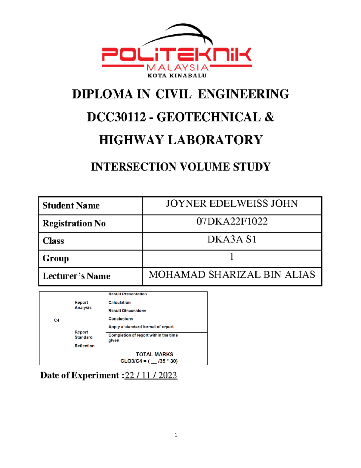 IVS07DKA22F1022 - Comprehensive Intersection Volume Analysis Report ...