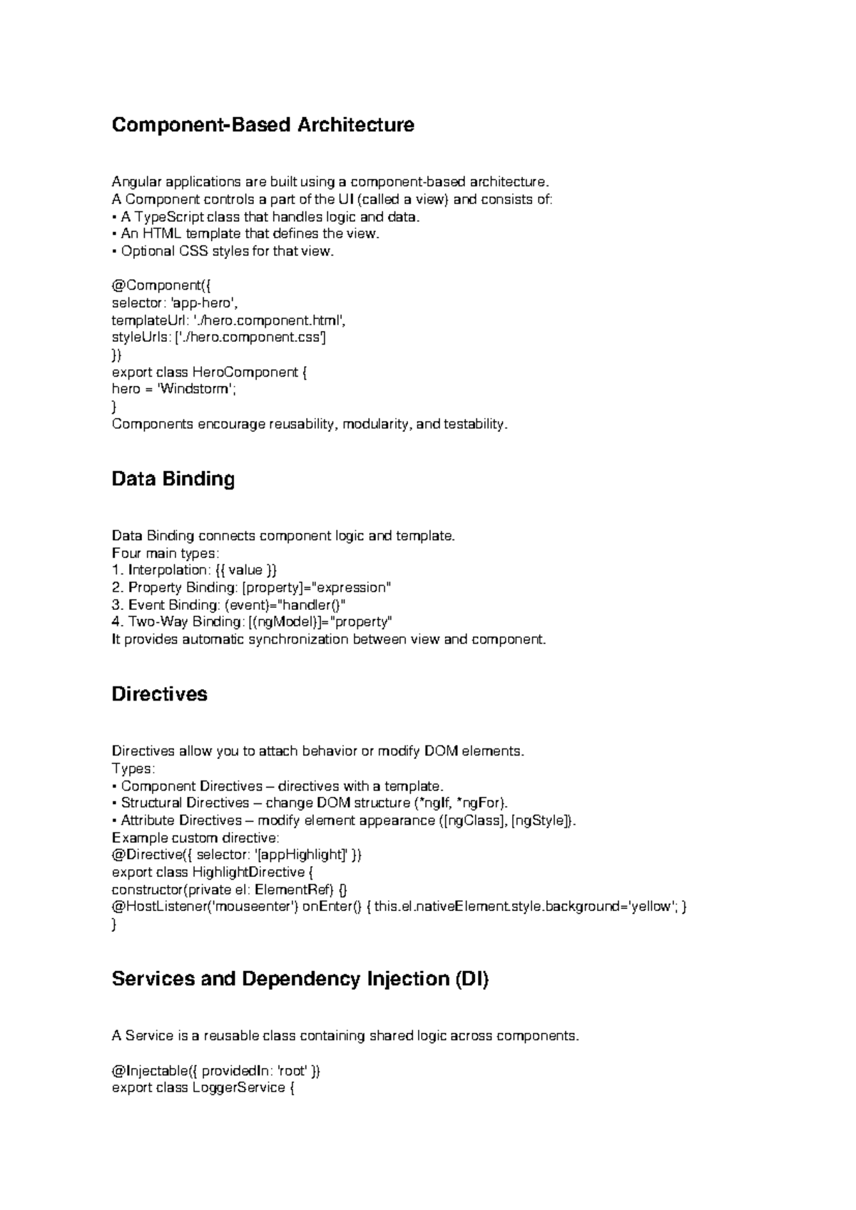 Angular Core Concepts: Components, Data Binding, and Directives - Studocu
