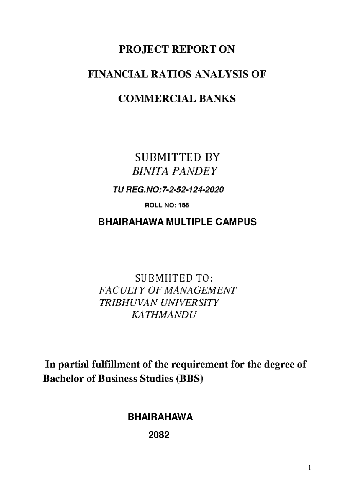A research report for BBS 4th year 2073 - PROJECT REPORT ON FINANCIAL ...