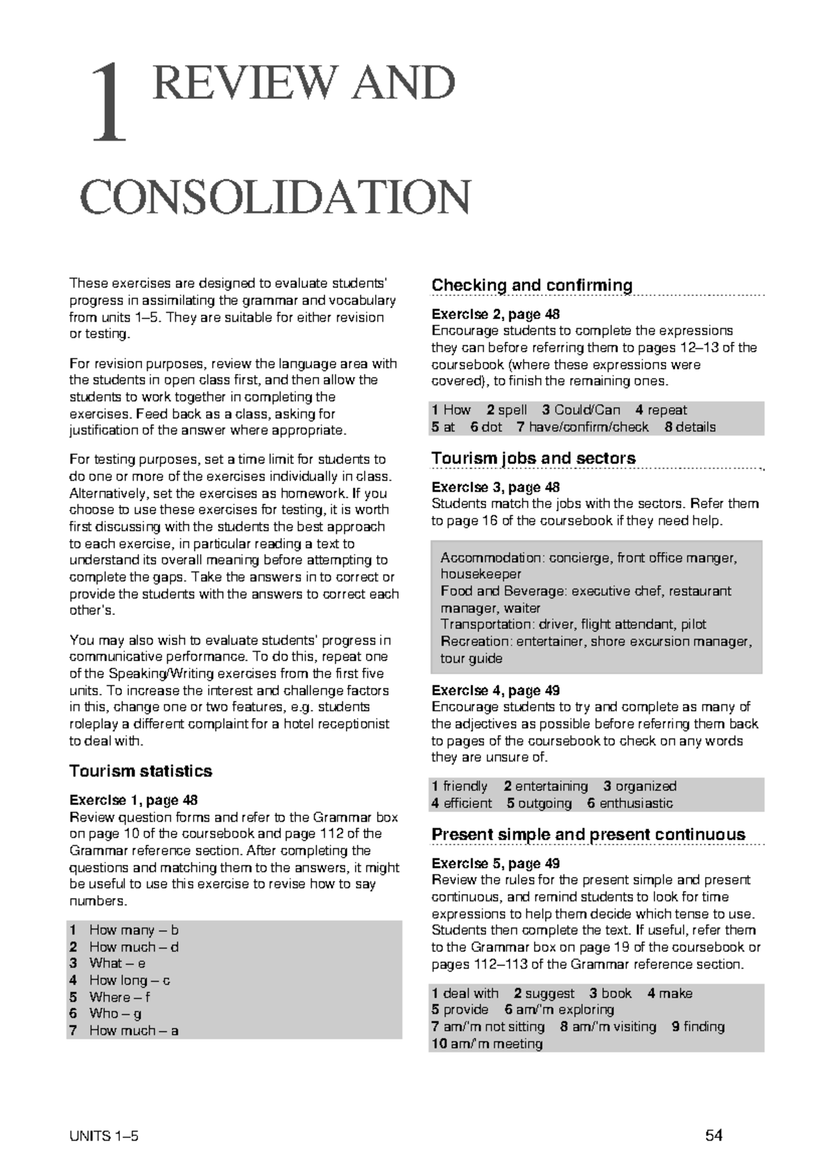 Tourism review 1 - 1 REVIEW AND CONSOLIDATION UNITS 1–5 54 These ...