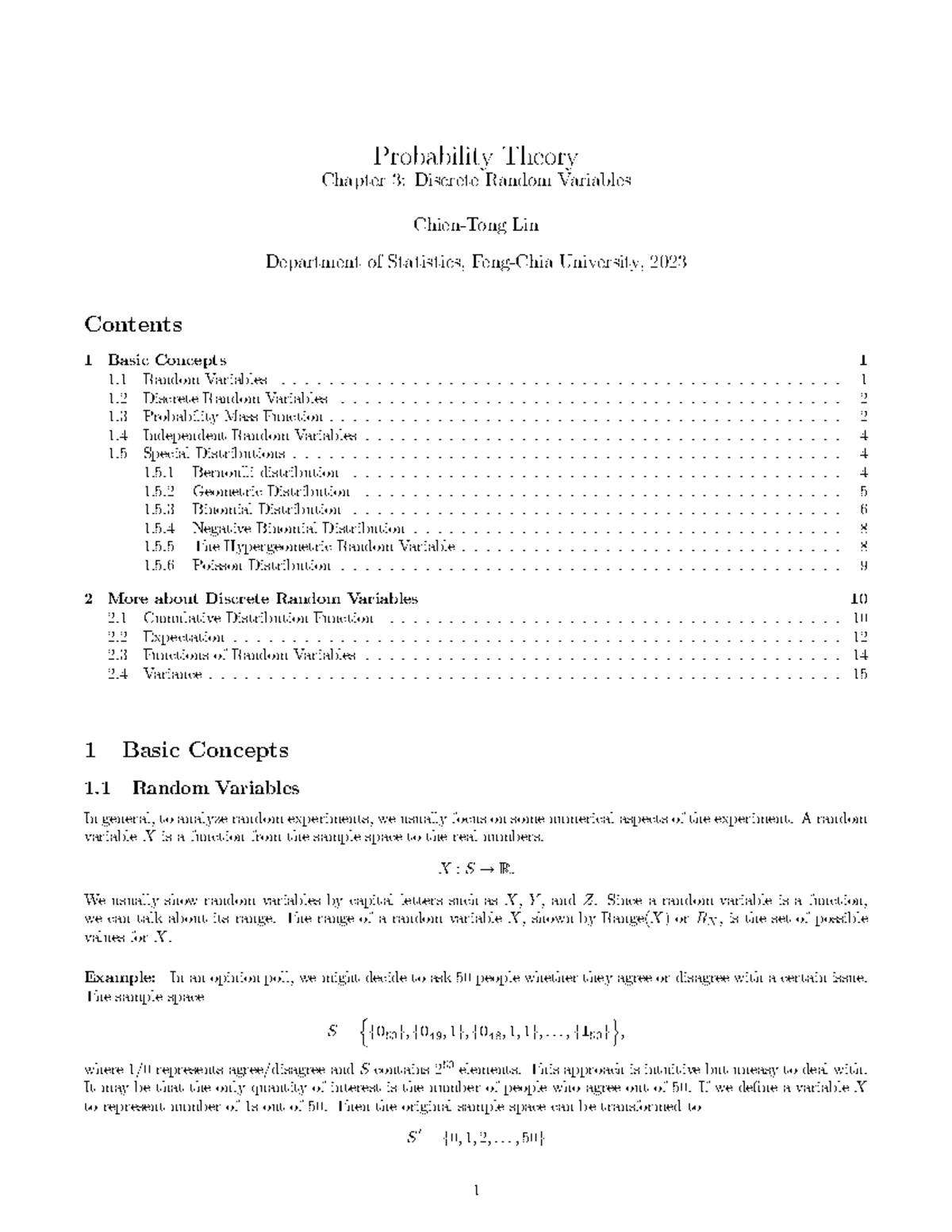 Ch3 Discrete Random Variables 20231006 - Probability Theory Chapter 3 ...