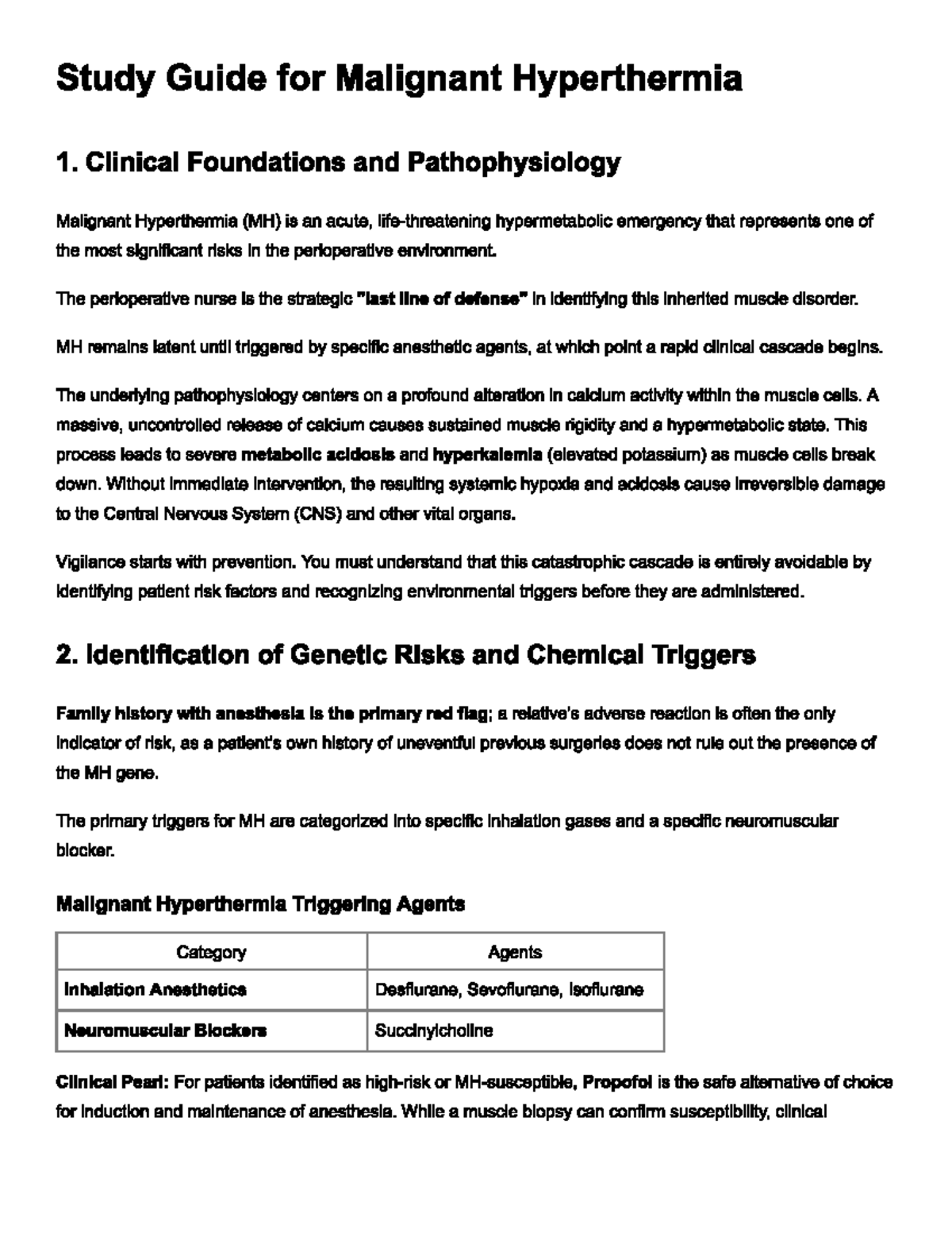 Study Guide for Malignant Hyperthermia (MH): Clinical Insights and ...