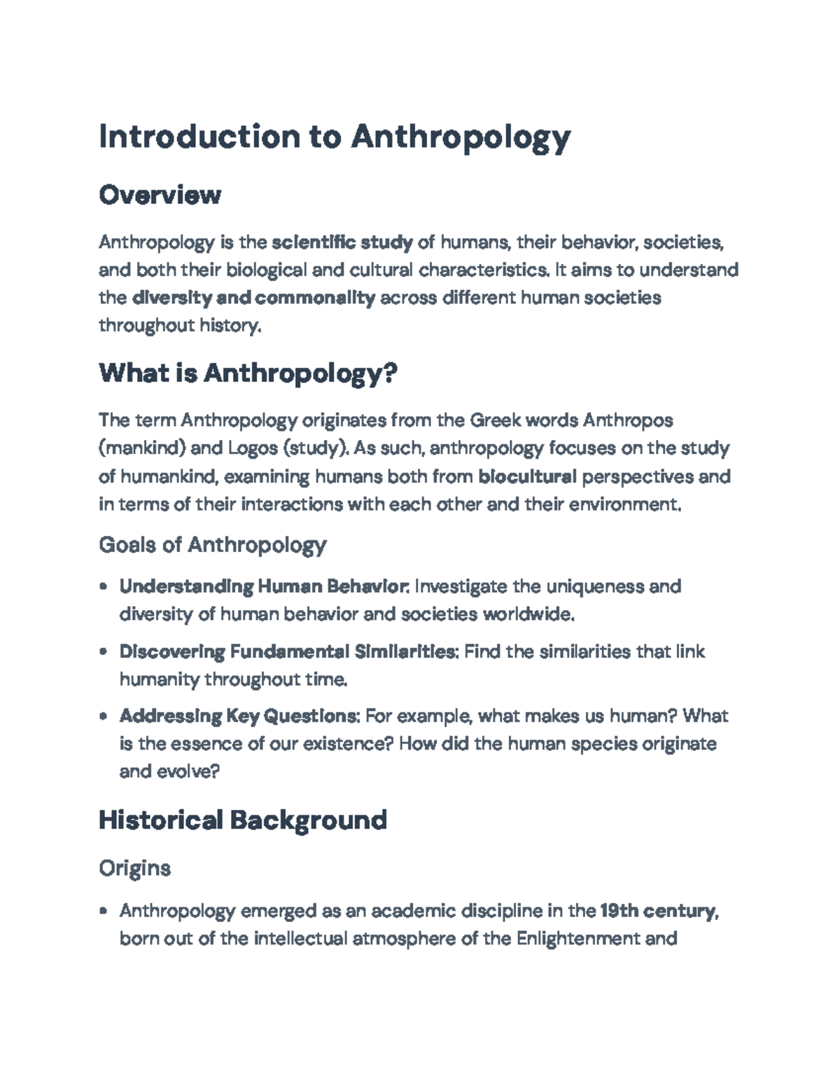 Introduction to Anthropology: Understanding Human Behavior and ...