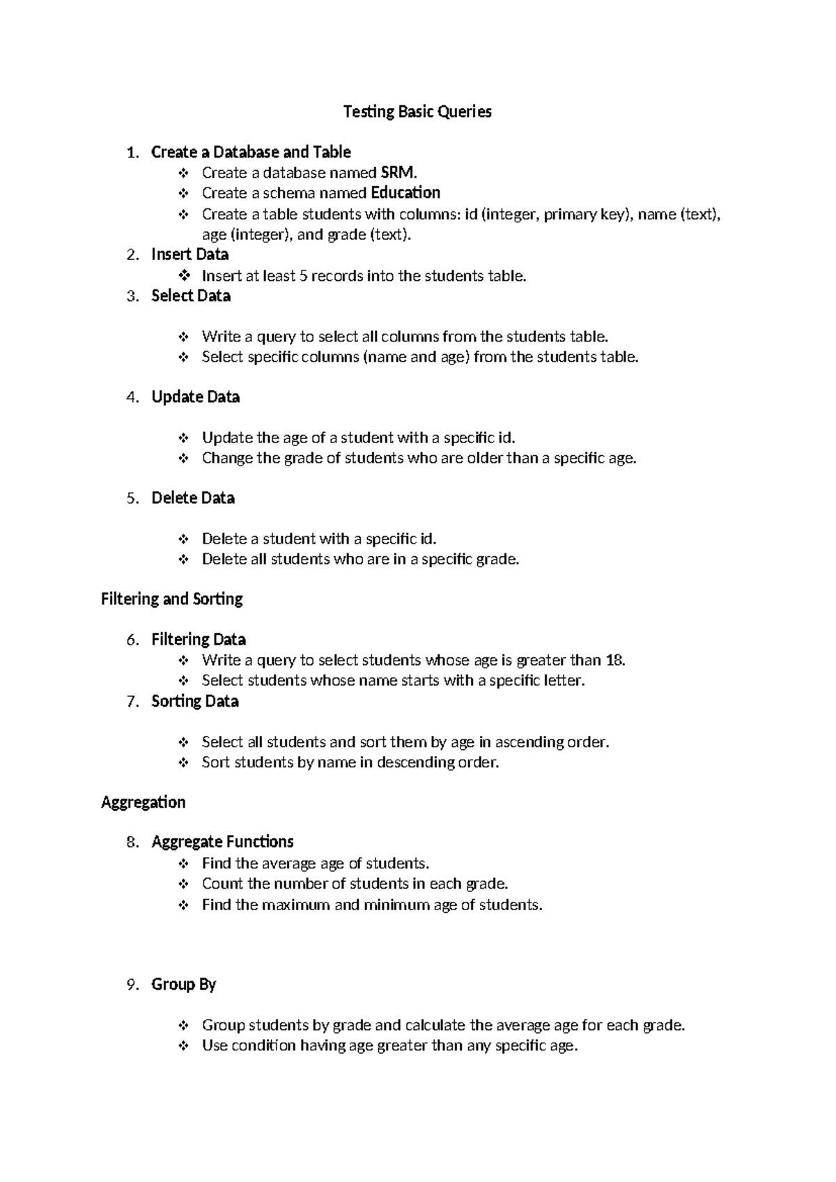 Task on Postgres - This is about a task in postgre - Testing Basic ...