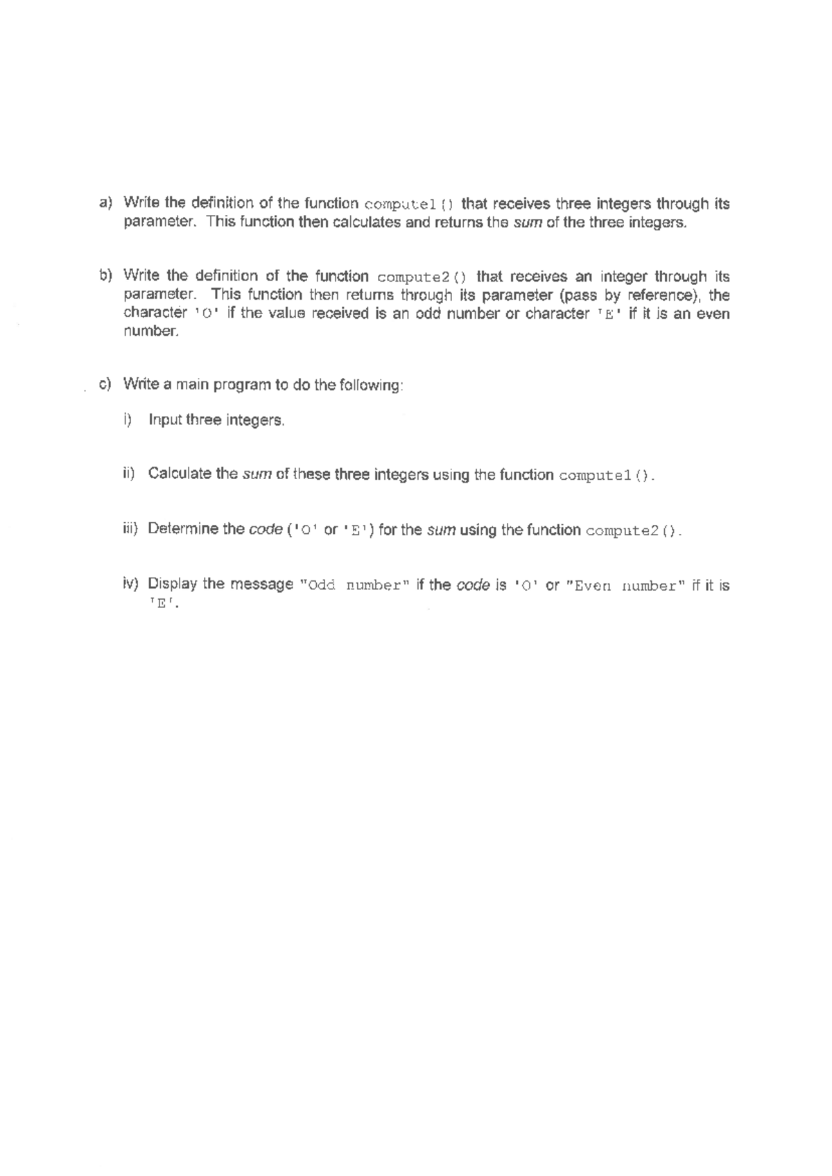 CSC415 - 2013 12 - Function Definitions and Main Program - Studocu