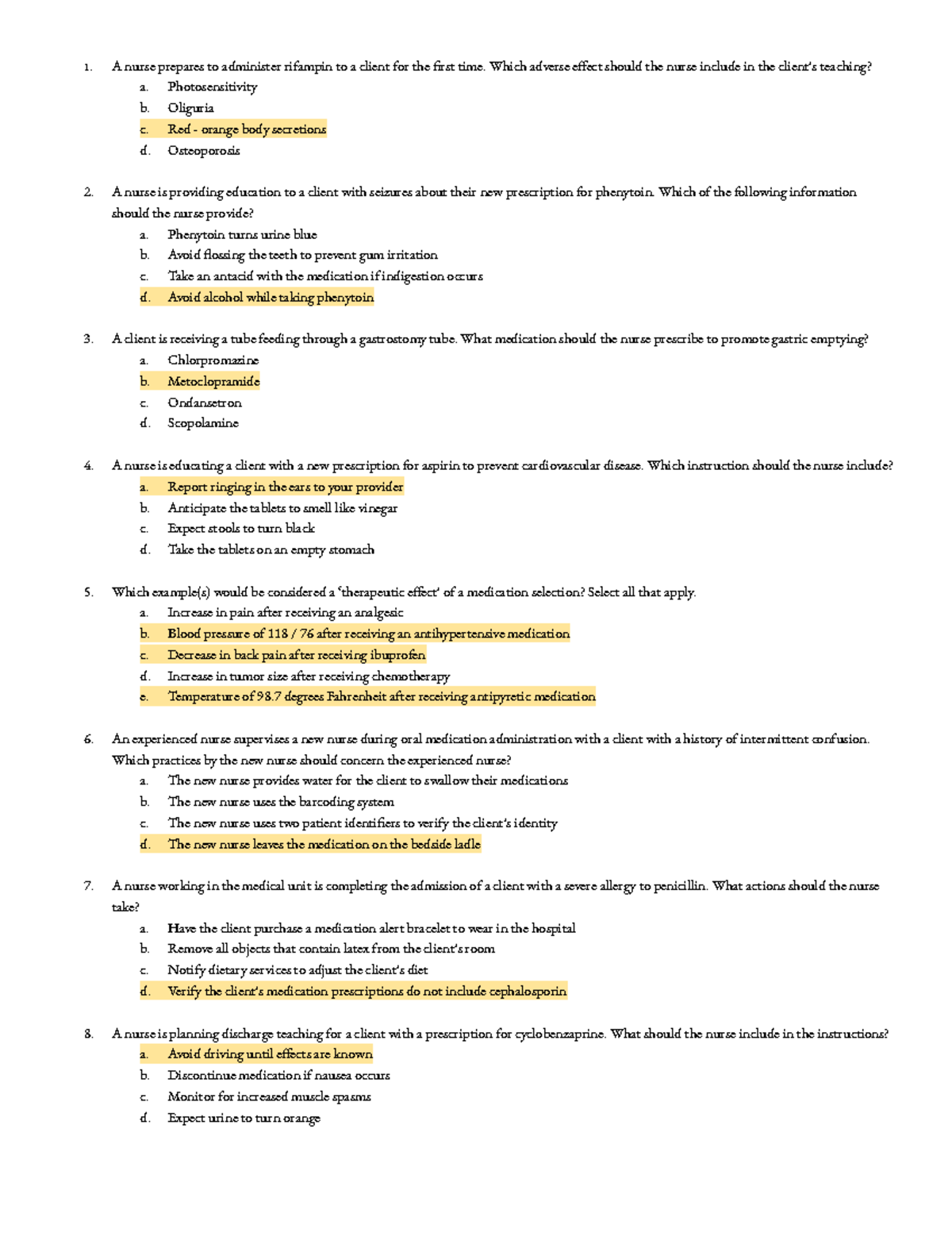 Pharm 101: Final Exam Practice Questions and Answers - Studocu