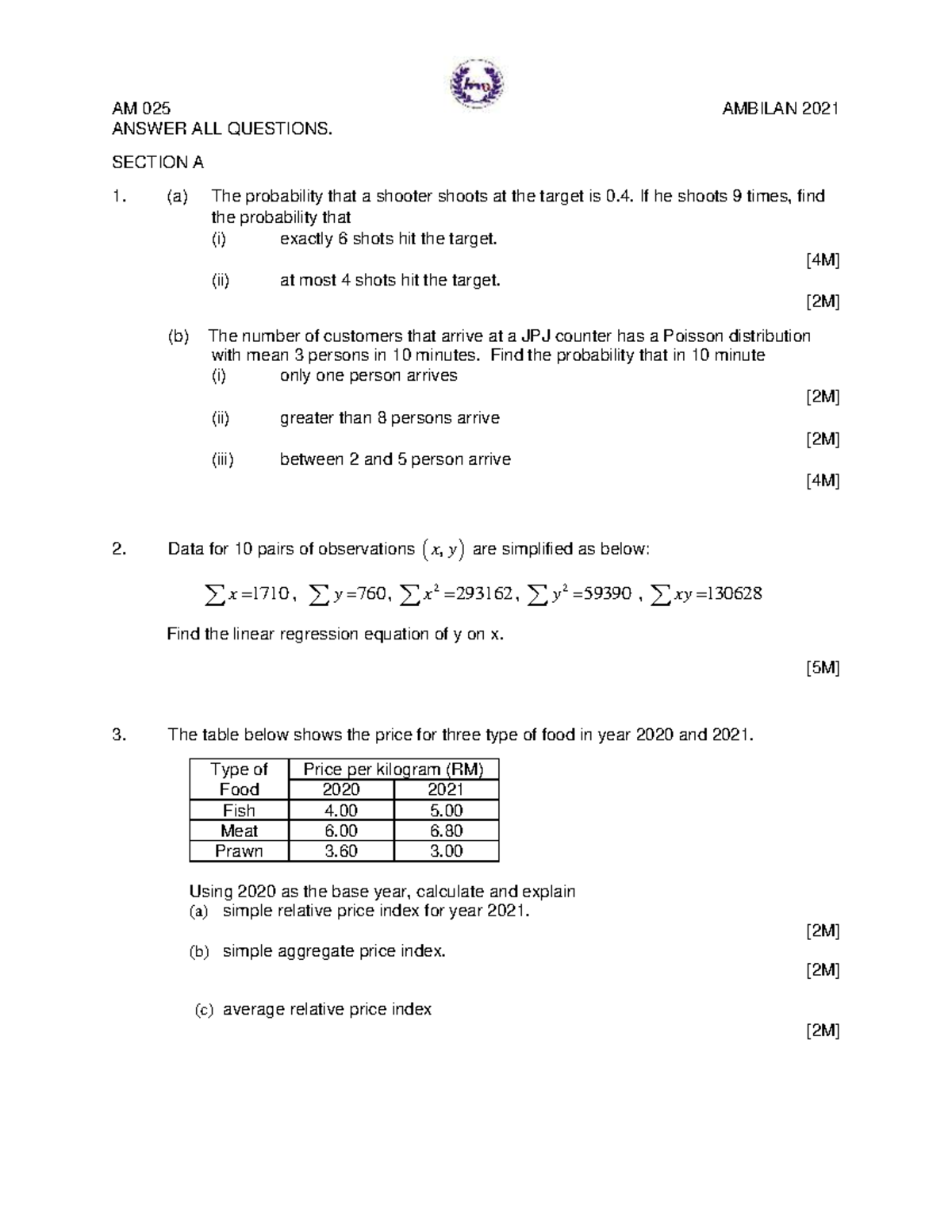 PSPM KMP Trial Notes: Probability, Regression & Equilibrium Analysis ...
