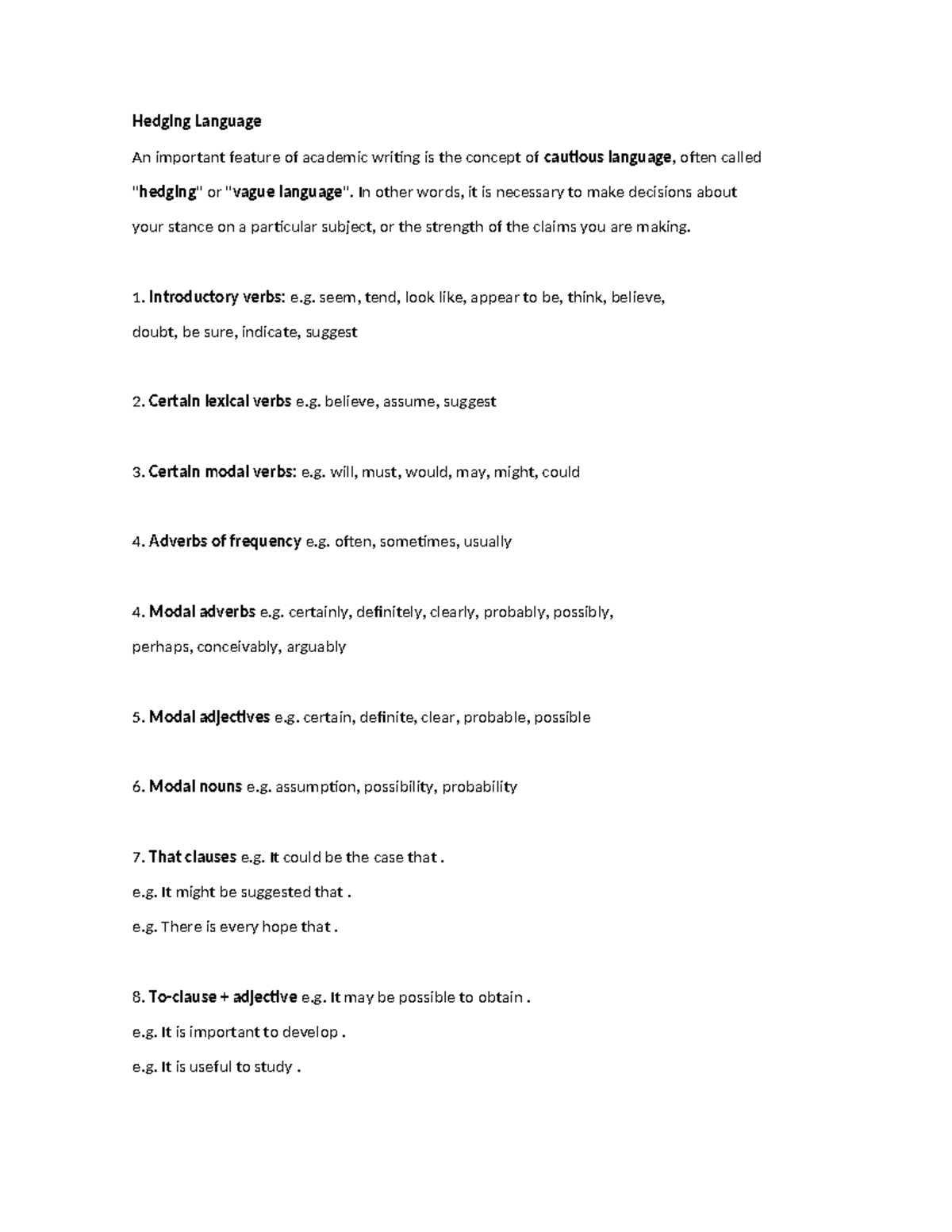 Hedging Language Practice - Portfolio Exercise for Academic Writing ...