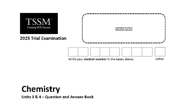 2025 VCE Chemistry Units 3 & 4 Trial Exam Question Book - Studocu