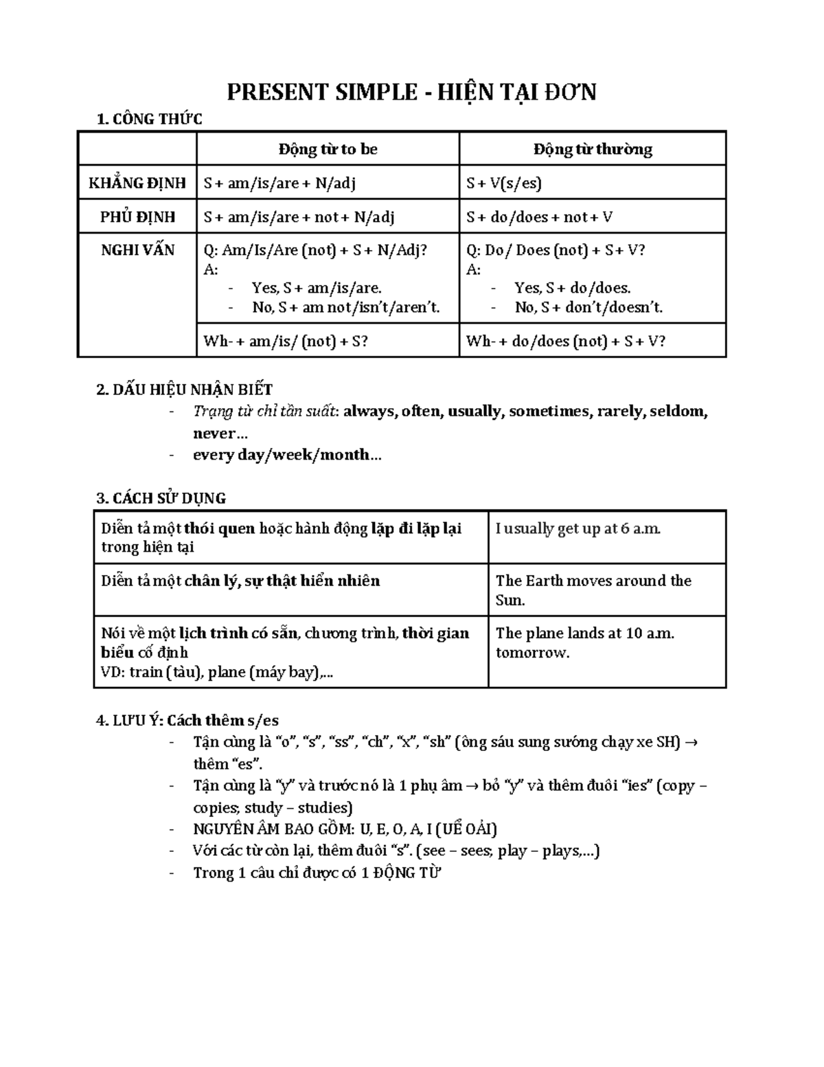 Tổng Hợp 4 Thì: HTD, HTTD, QKD, TLD - Tài Liệu Học Tập - Studocu