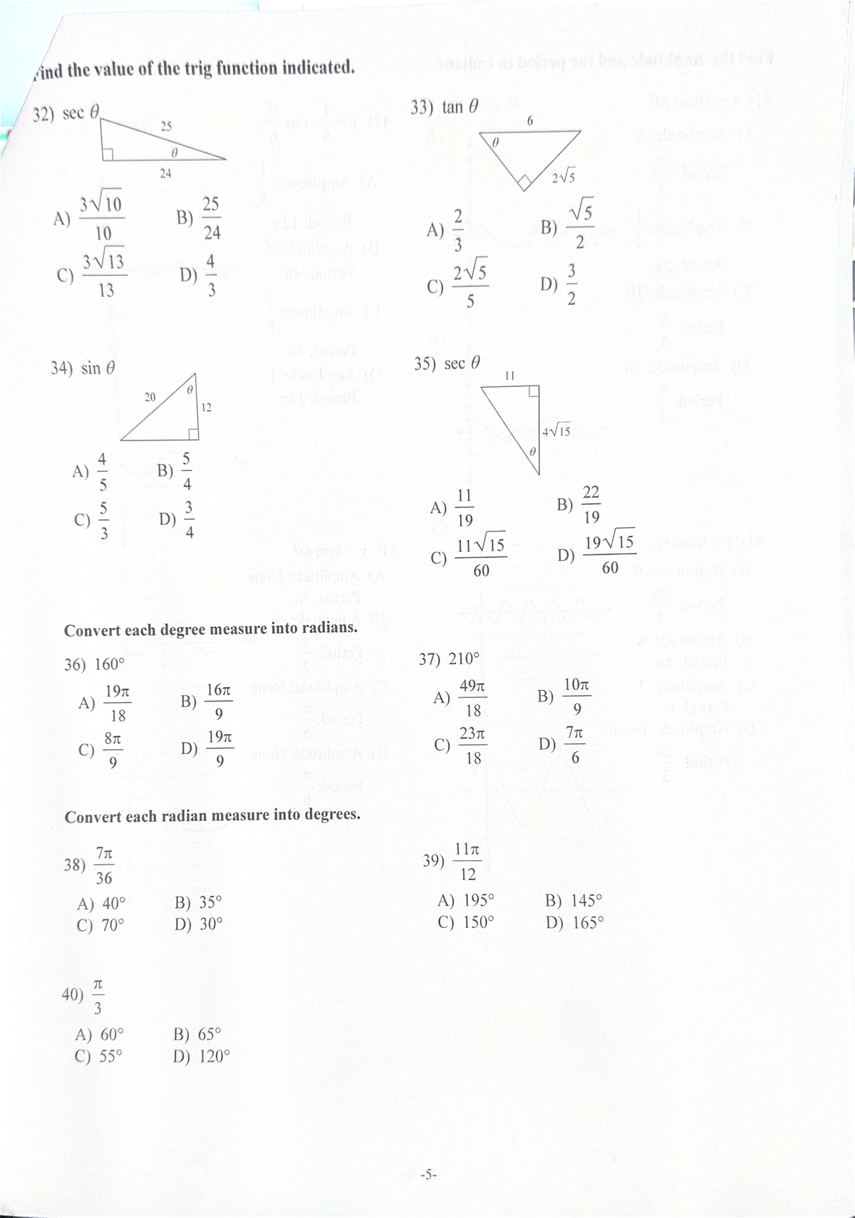 Final Exam Study Guide for ABC123: Trig Functions & Conversions - Studocu