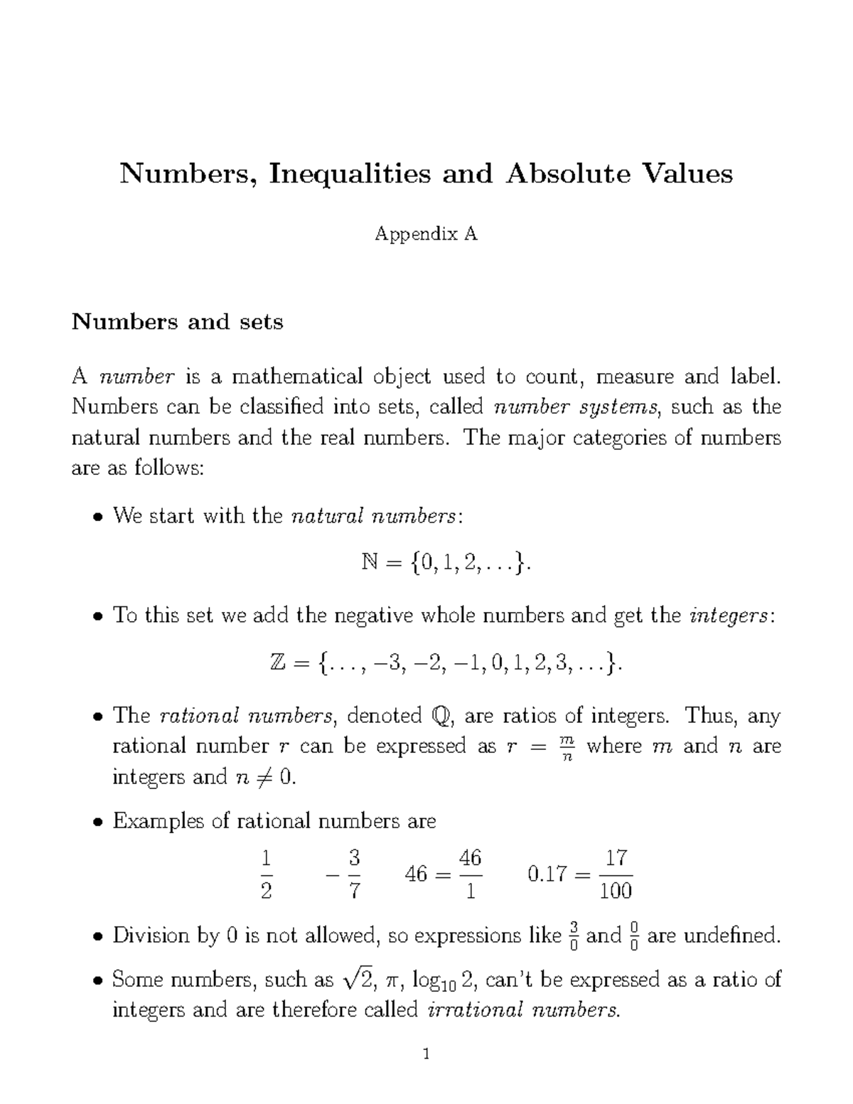Appendix A: Understanding Absolute Values and Inequalities - Studocu