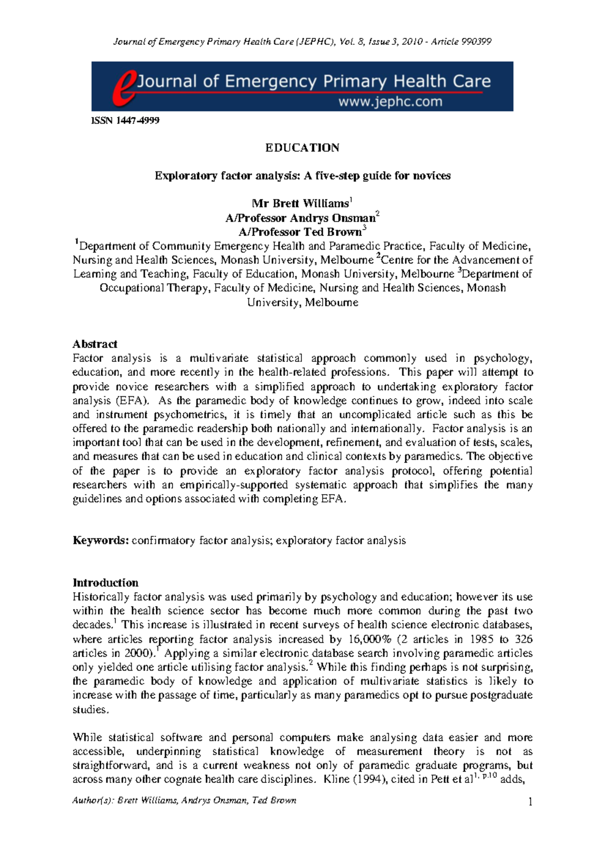 EDU 101: Five-Step Guide to Exploratory Factor Analysis for Novices ...