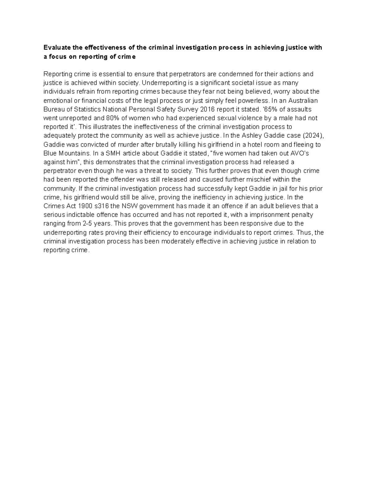 Evaluating the Criminal Investigation Process: Year 12 Crime Insights ...
