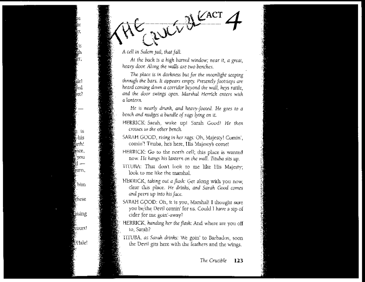 Crucible Act 4 Analysis and Key Themes - ENG 101 Final Exam Notes - Studocu