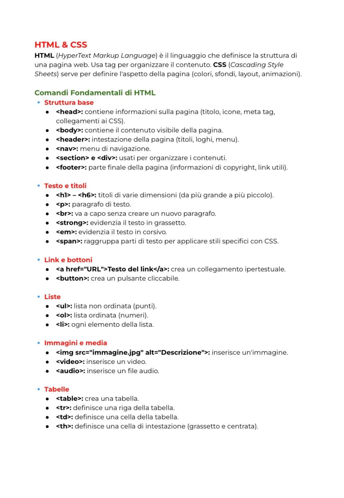Elementi Fondamentali di HTML e CSS - Guida Completa - Studocu