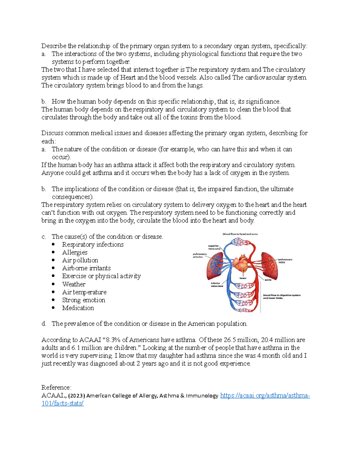 Bio 210 Milestone 2: Respiratory & Circulatory System Interactions ...