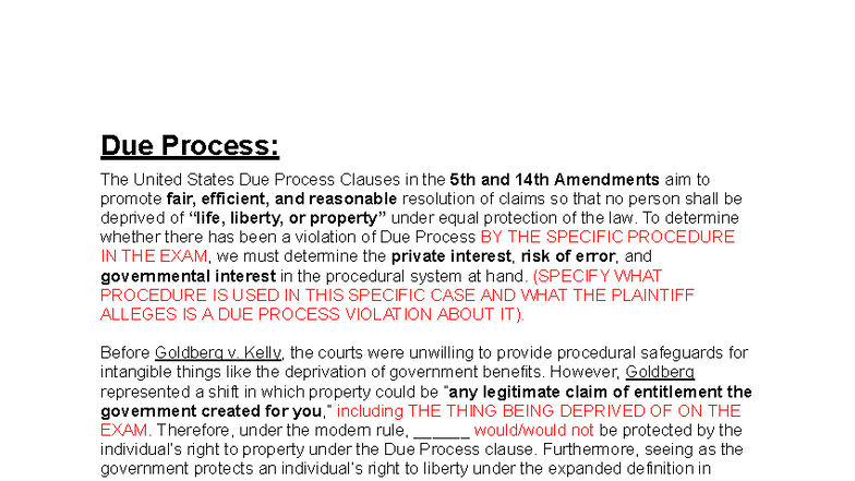 Civ Pro 101: Due Process Analysis and Key Case Comparisons - Studocu