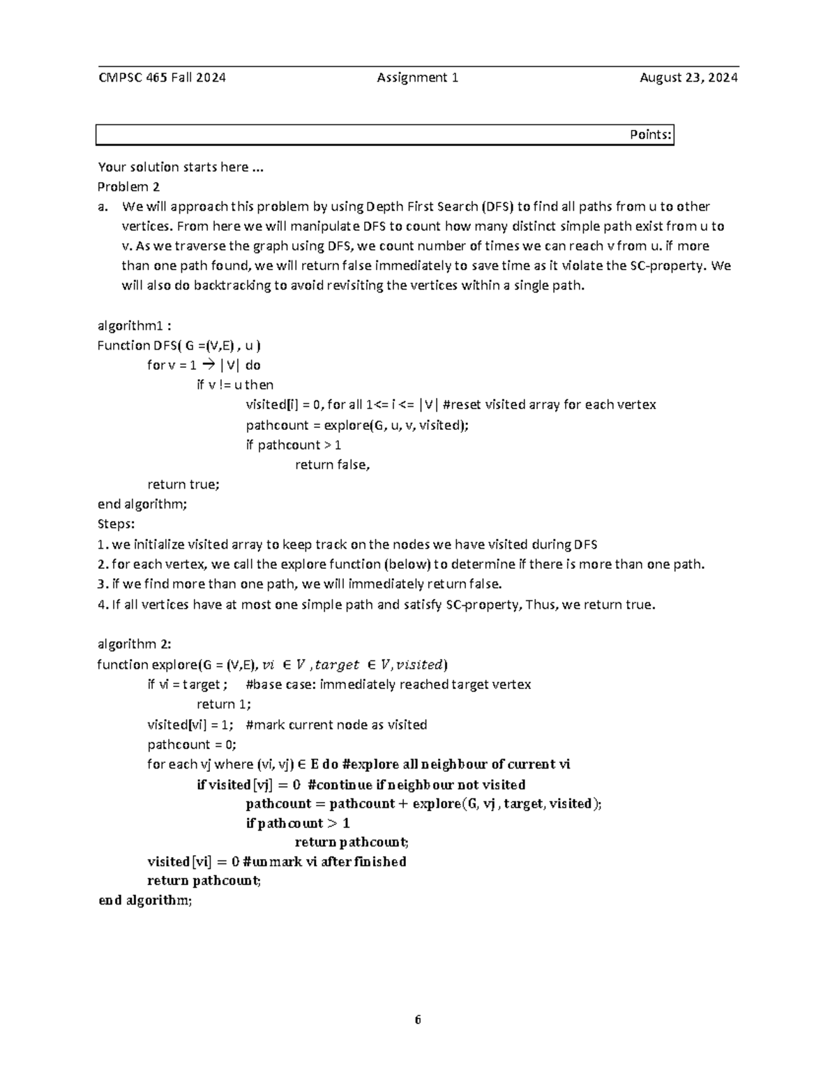 CMPSC 465 Fall 2024 Assignment 1 Problem 2 Detailed Solution - Studocu