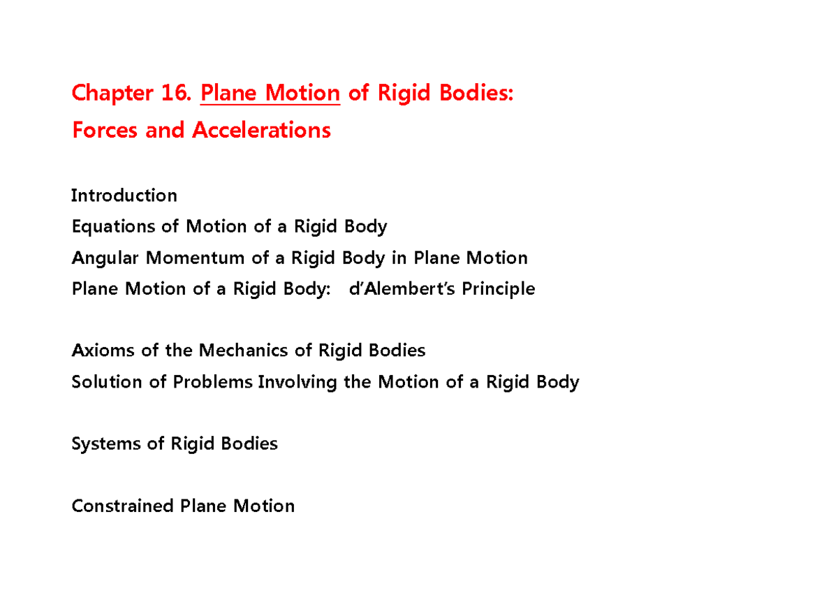 Rigid Body Dynamics: Sample Problems from UNIT 6 (Chapter 16) - Studocu