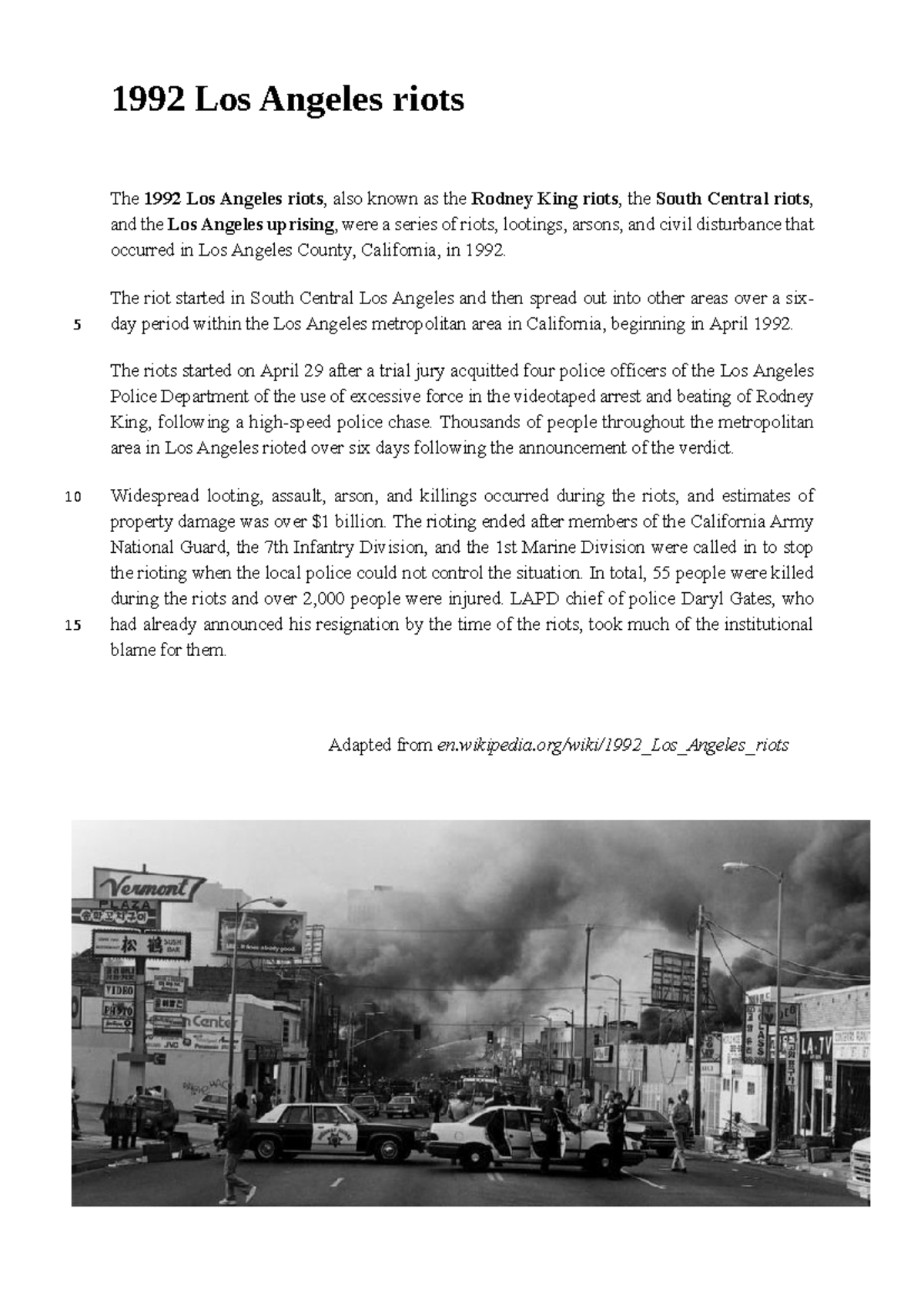 Analysis of the 1992 LA Riots: Causes, Impacts, and Aftermath - Studocu