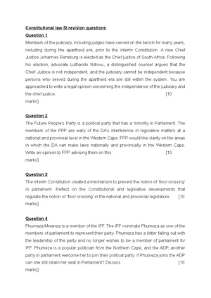 Constitutional Law Tutorial Questions Memo - Week 3 (CL 101) - Studocu