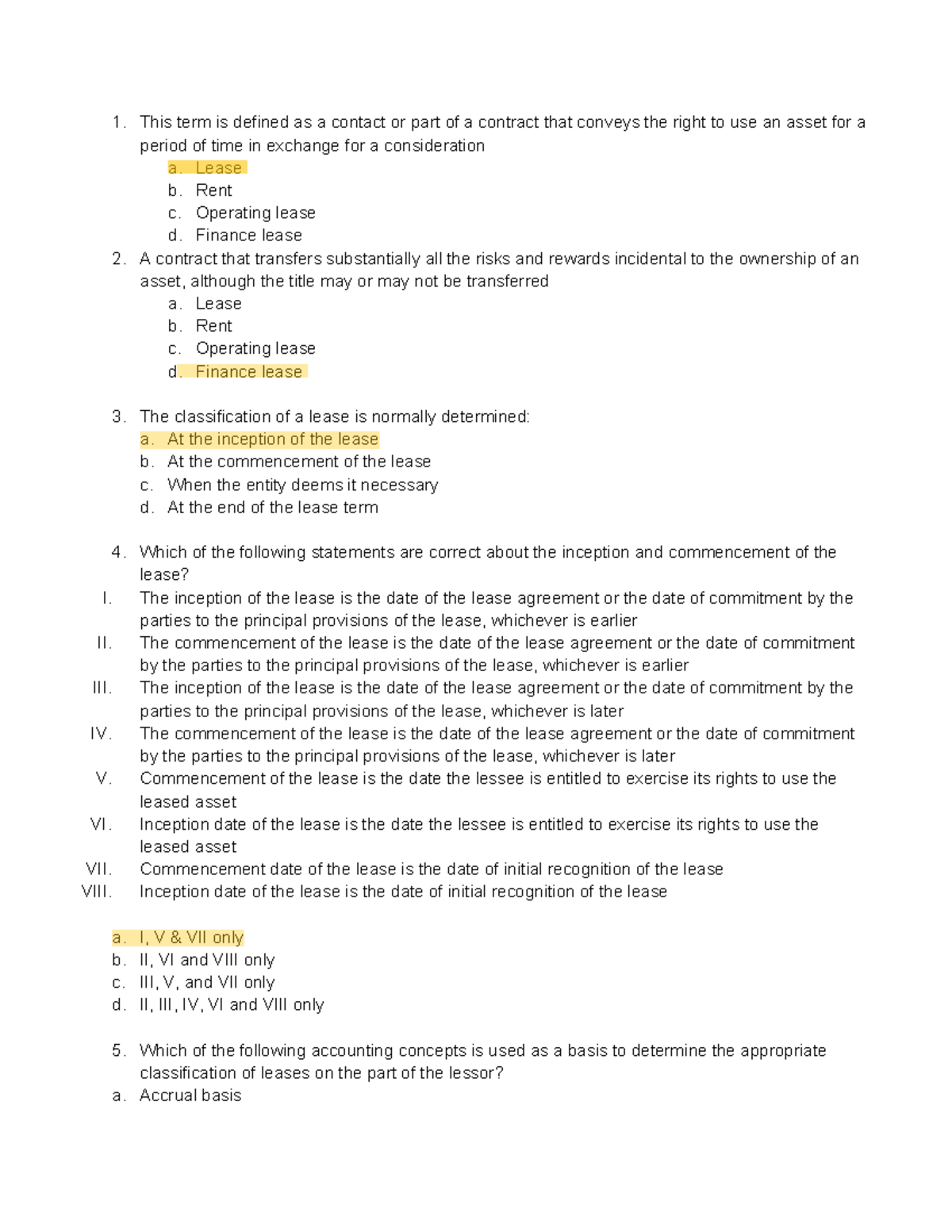 PFRS 16 Lease Accounting: Key Concepts and Practice Questions - Studocu
