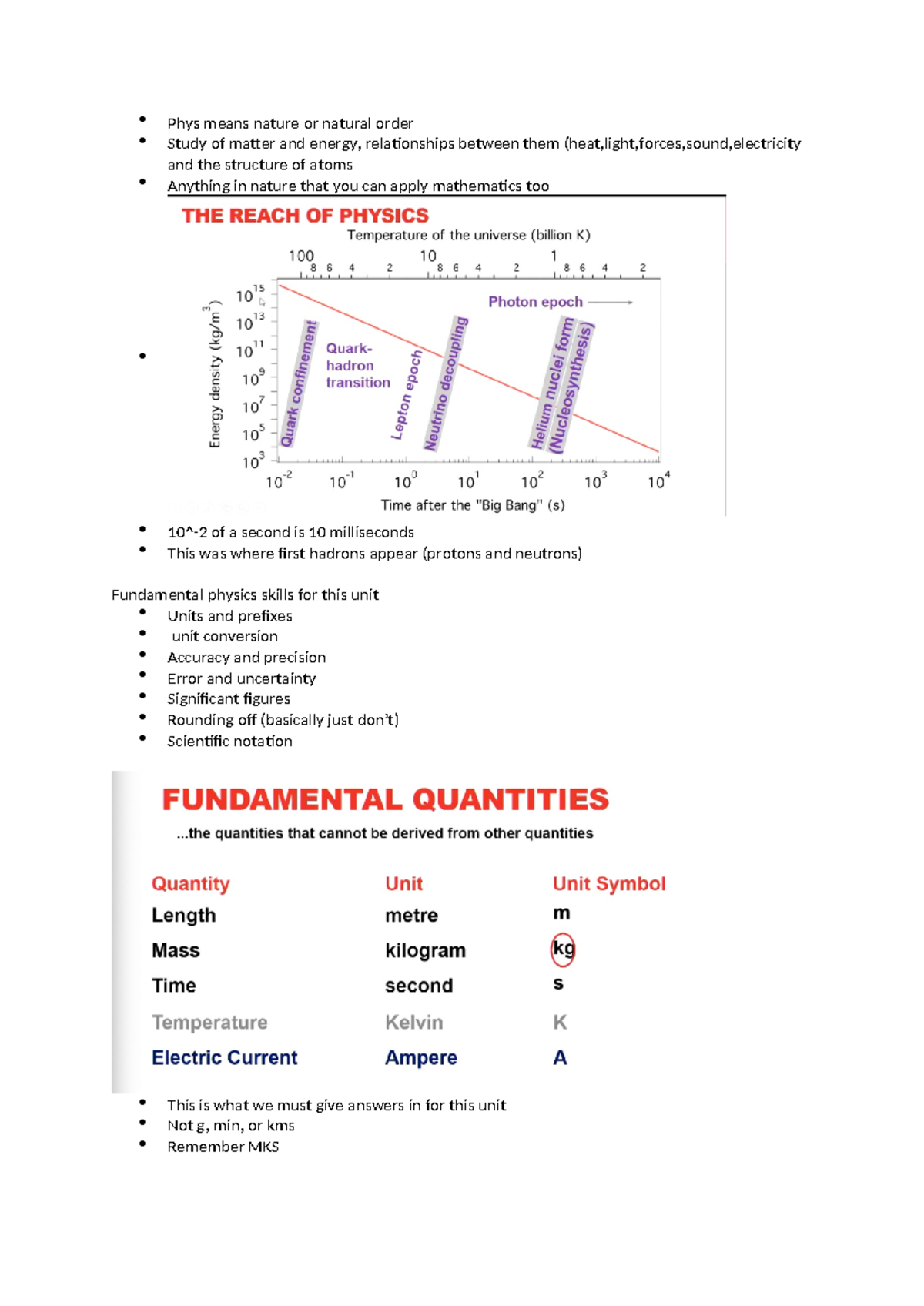 Week 1 lecture notes - Phys means nature or natural order Study of ...