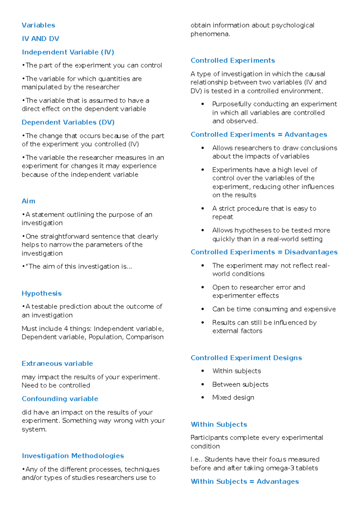 Key Science Skills in Research Design: Independent & Dependent ...