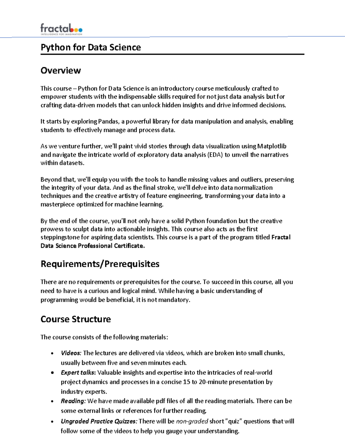 Python for Data Science (DSC101) Course Syllabus Overview - Studocu