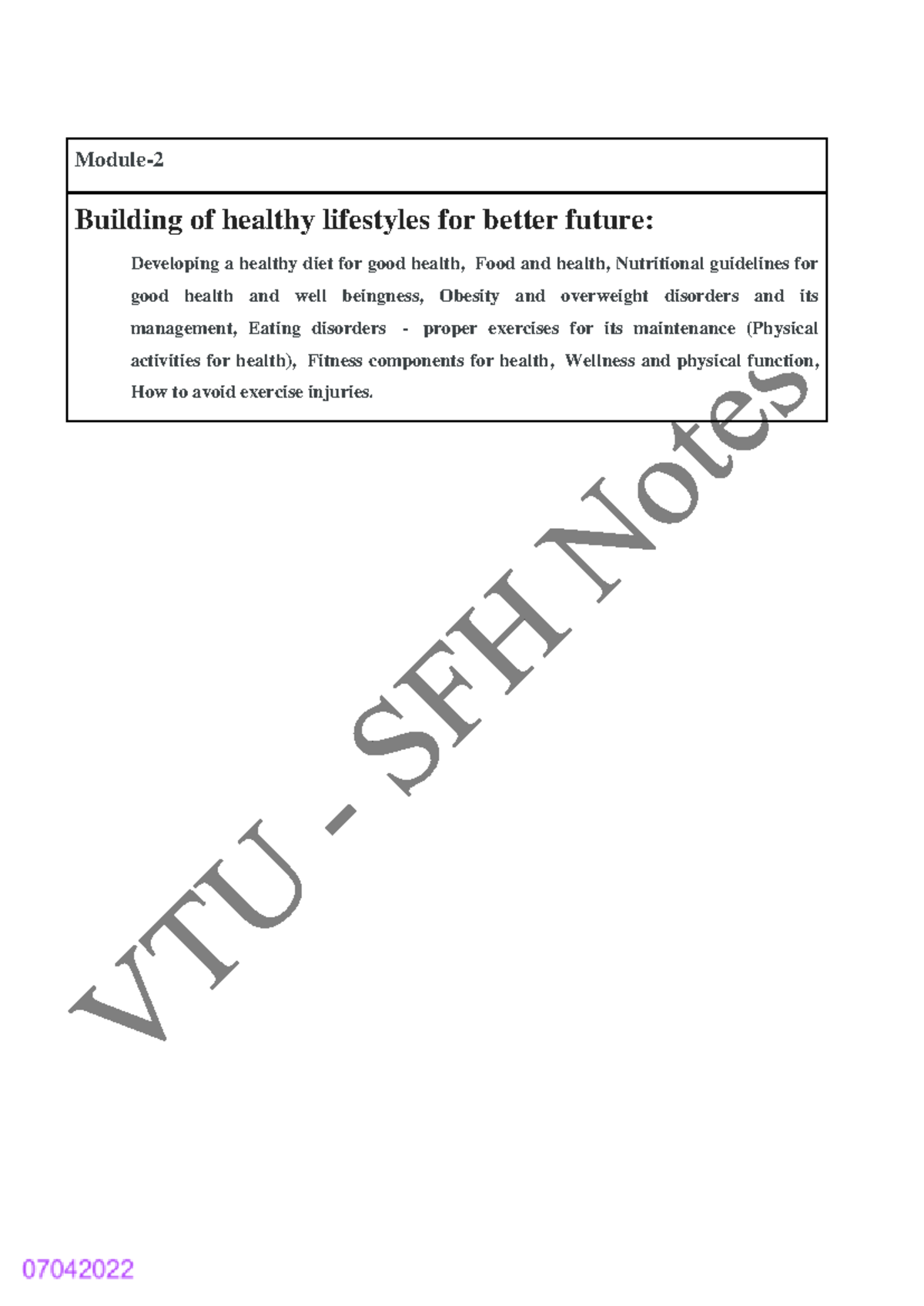 SFH Notes-53-65-output - Module- Building of healthy lifestyles for ...