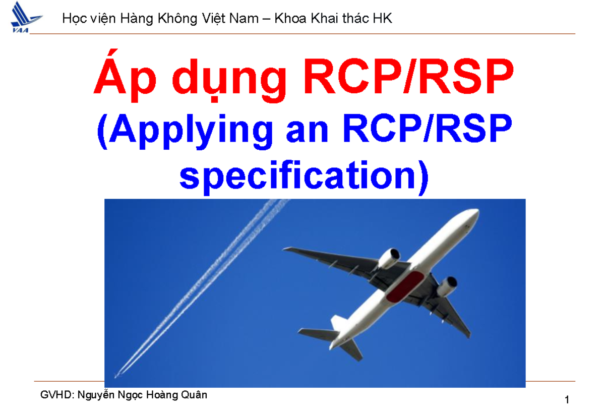 Chương 3 - Áp dụng đặc tả RCP-RSP trong Hàng không - Studocu