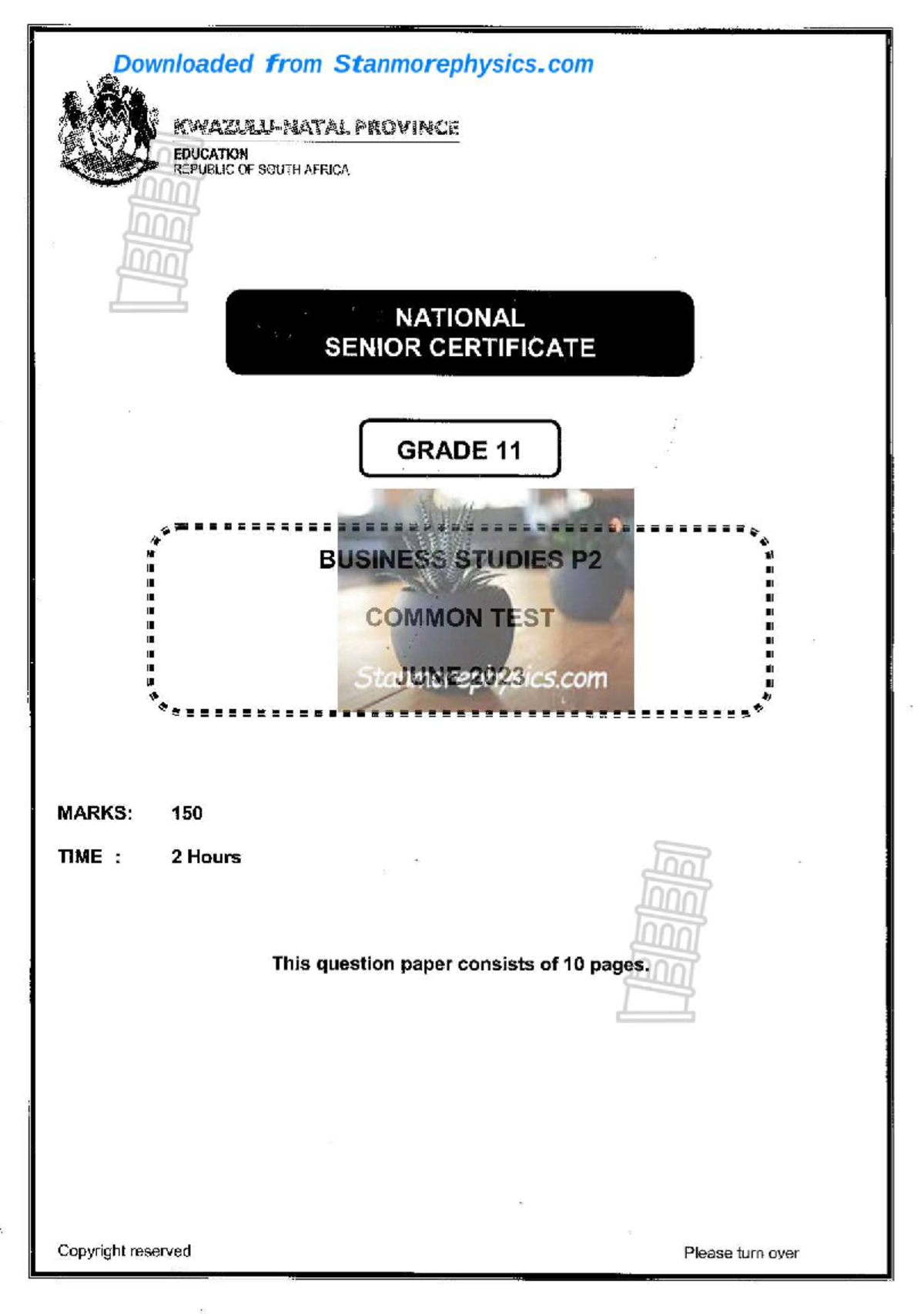 KZN Business Studies Grade 11 June 2023 P2 Marking Guideline and Memo ...