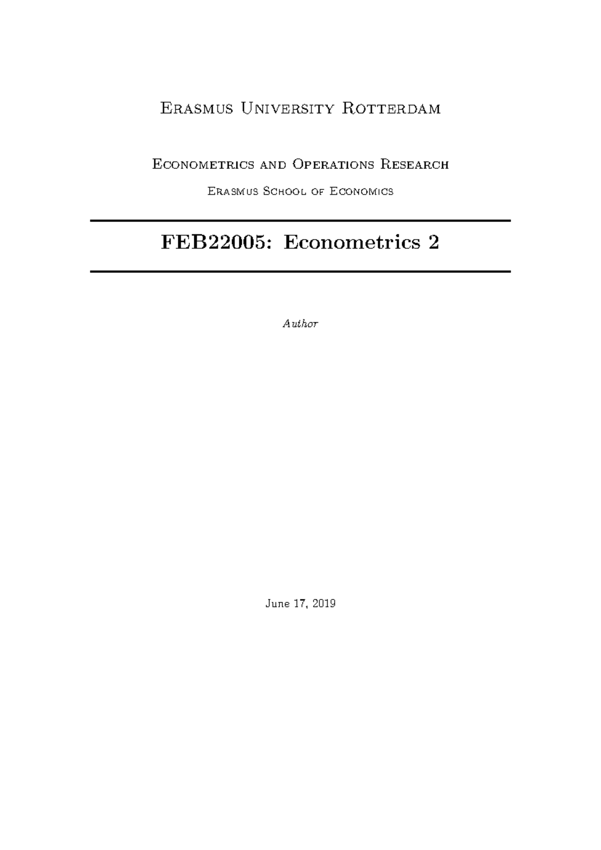 FEB22005 Final Exam Notes on Econometrics 2 - Key Concepts Explained ...