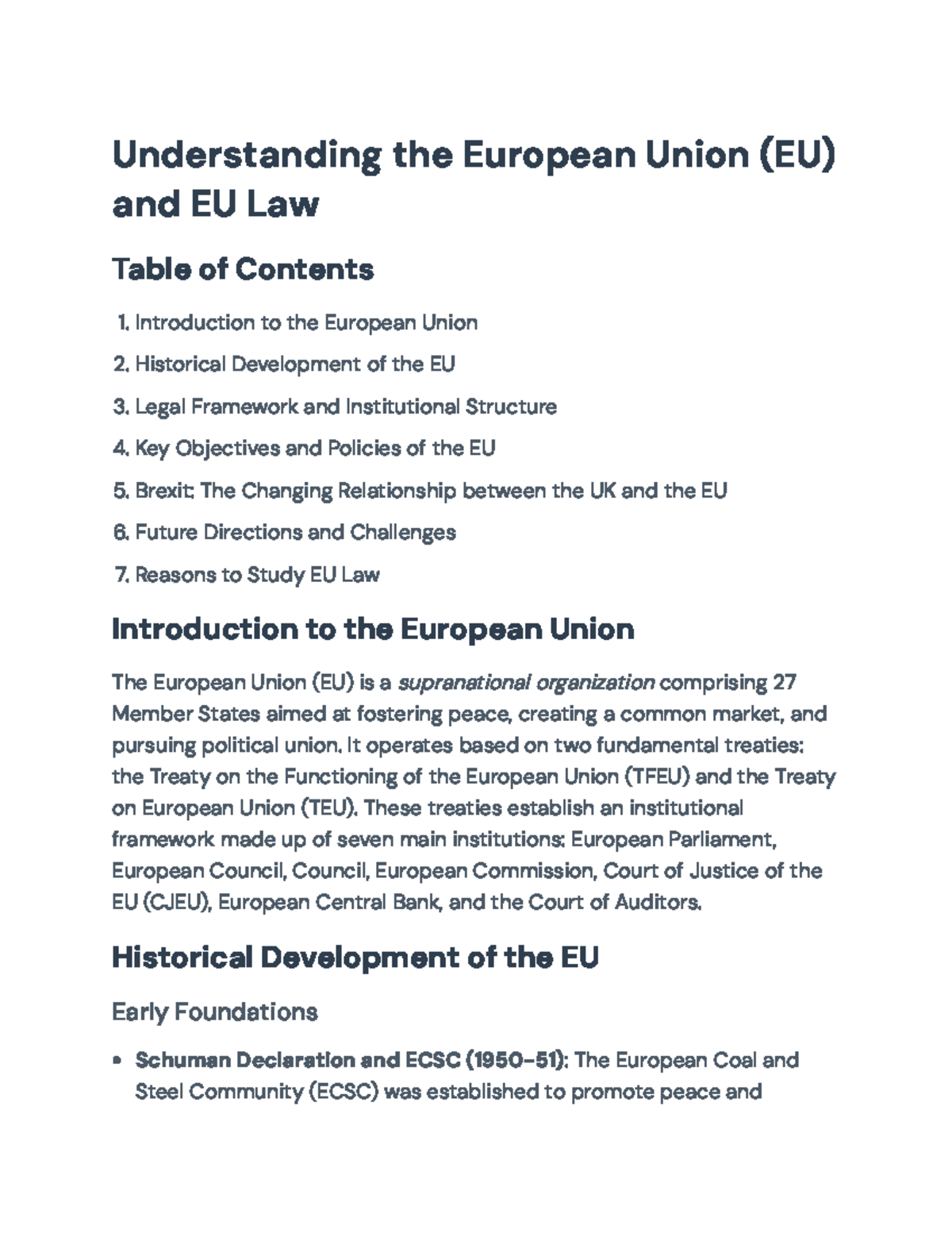 Comprehensive Guide to the European Union & EU Law (EU101 ...