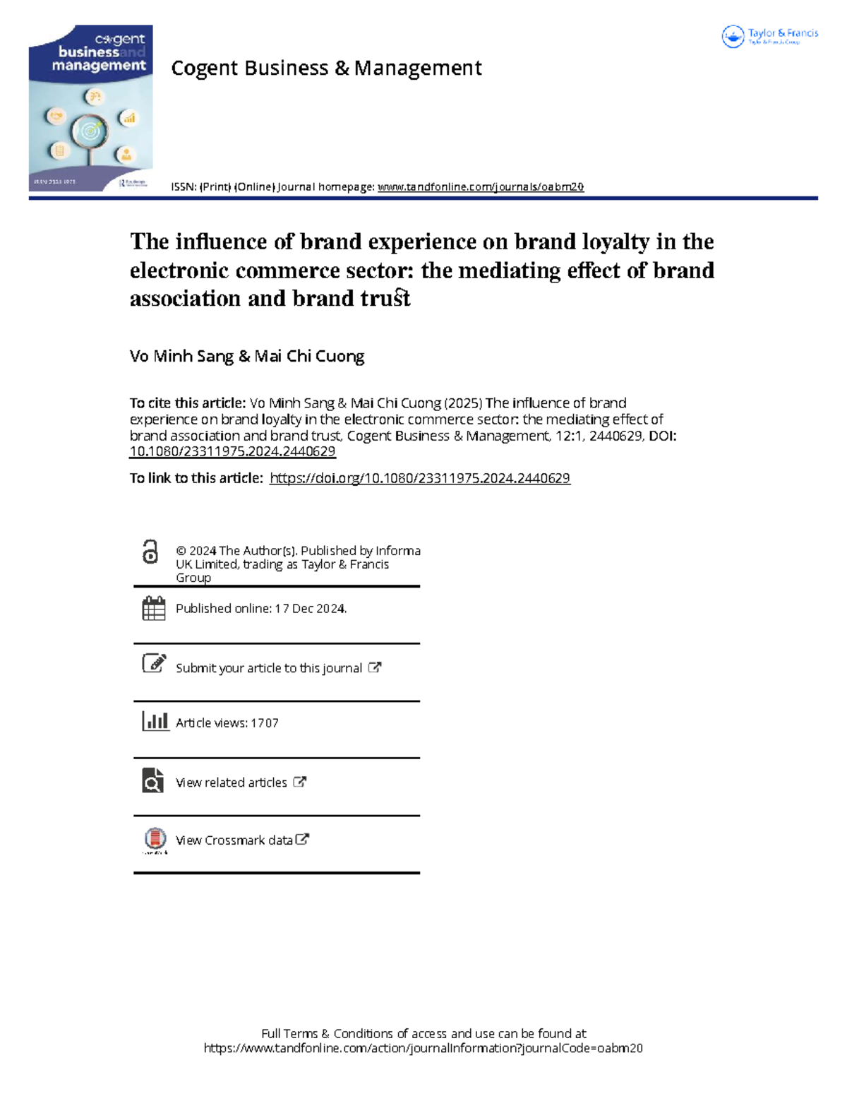 The Influence of Brand Experience on Loyalty in E-Commerce: Mediating ...
