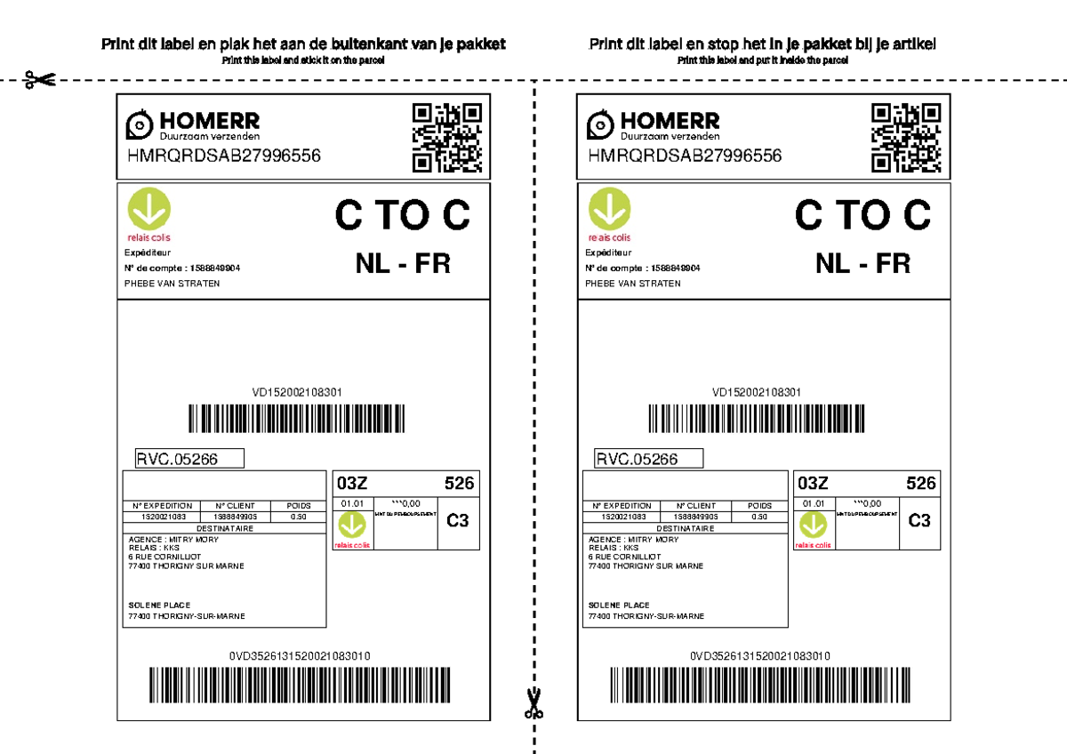 Vinted FR Shipping Label & Instructions - S811655495 - Studeersnel